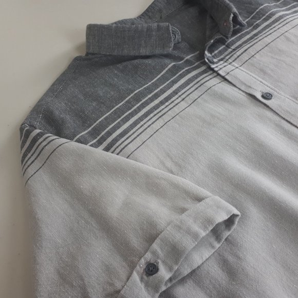 Howe Gray Short Sleeve Cotton Linen Shirt - Picture 4 of 13